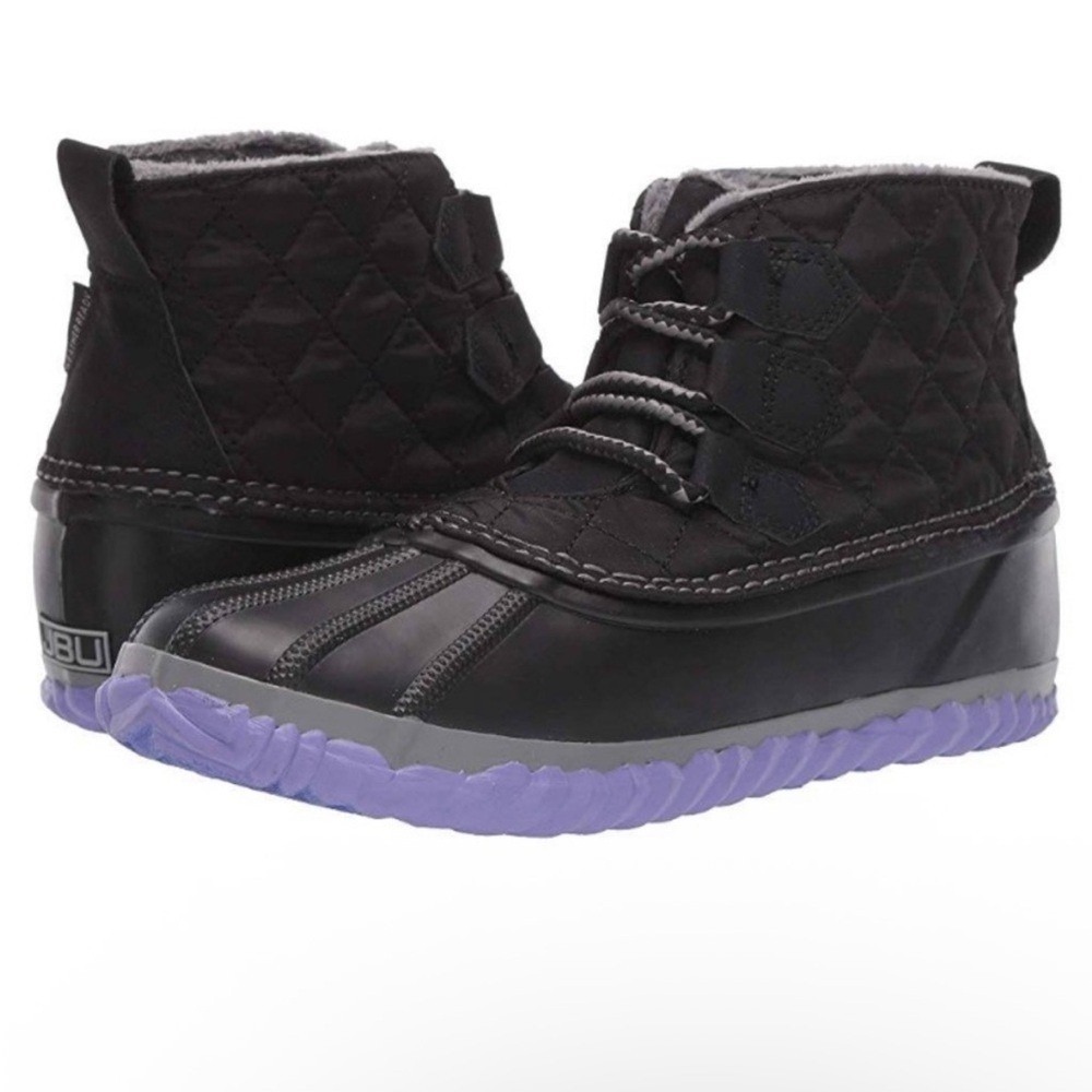 JBU BY JAMBU | Women's Black Nylon/Lilac Nala Weather Ready Rain Boots‎ Size 6.5